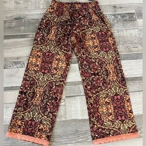 Signal Bohemian Womens Lounge Pants Floral Wide Lace Leg Pants Small